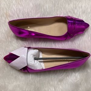 KATE SPADE Galley Metallic Purple Fuschia Pointed Toe Loafer Flats w/ Box